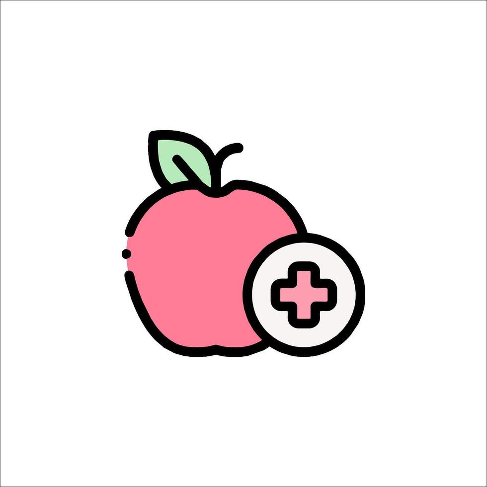 An apple with a cross on it and a medical symbol vector