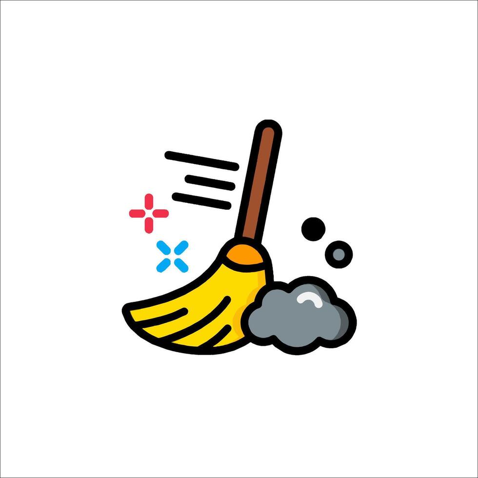 A broom and dust pan icon on a white background vector