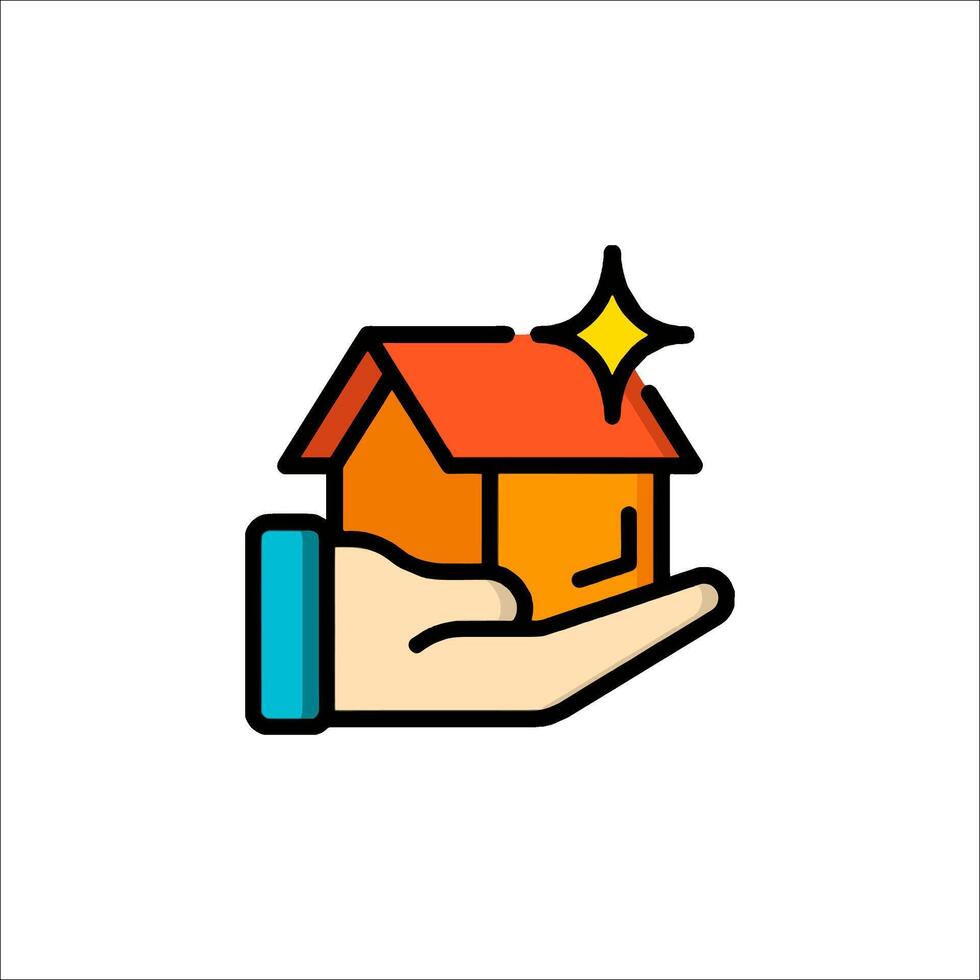 Hand holding a house icon vector