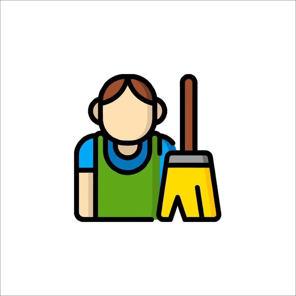 A woman with a broom and mop icon vector