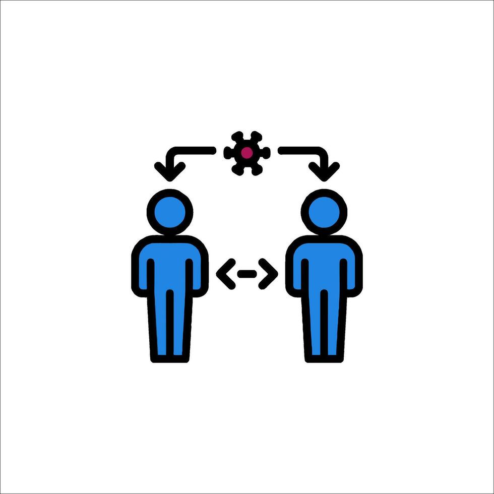 Two people are standing next to each other and one is holding a red arrow vector