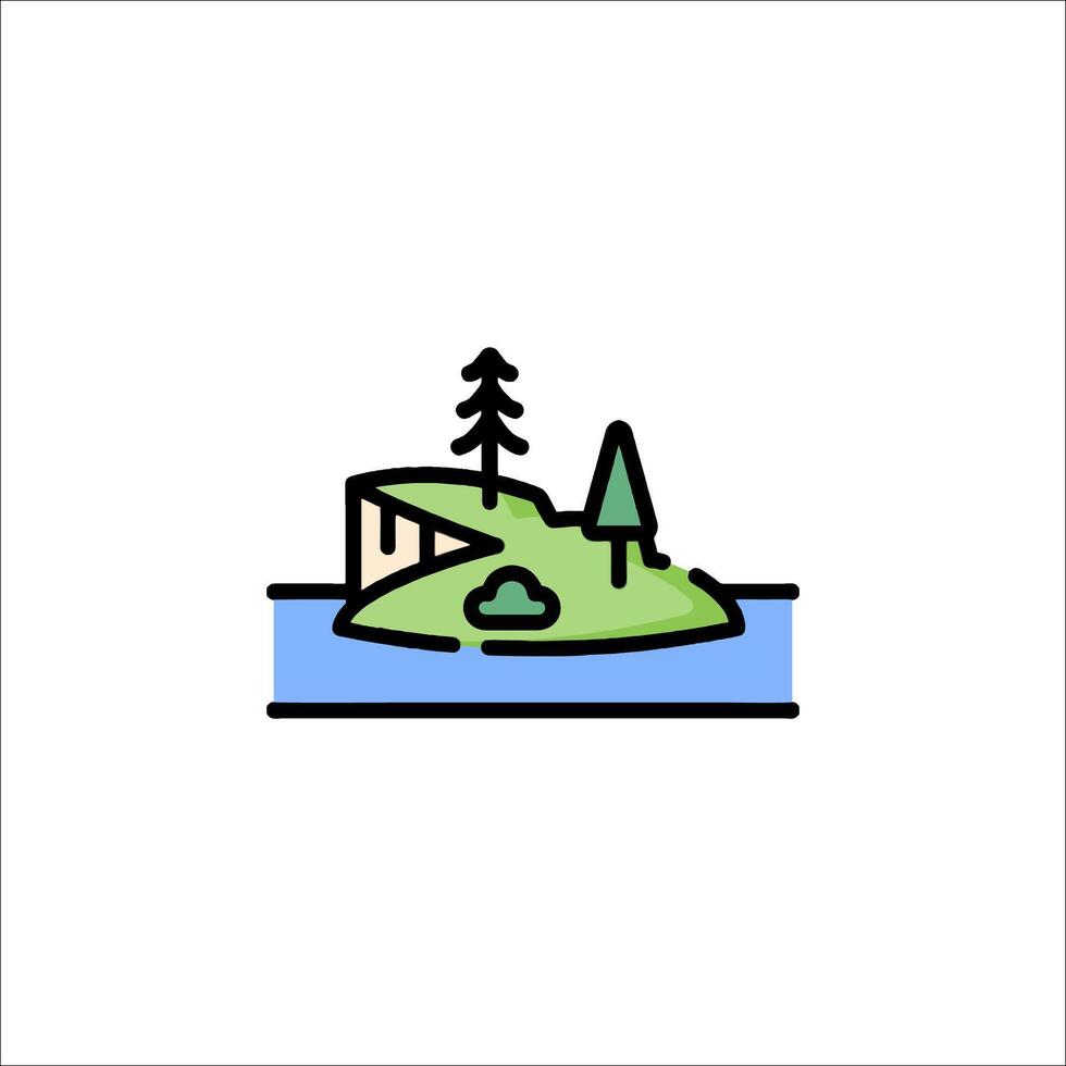 An island with trees and a lake in the middle vector