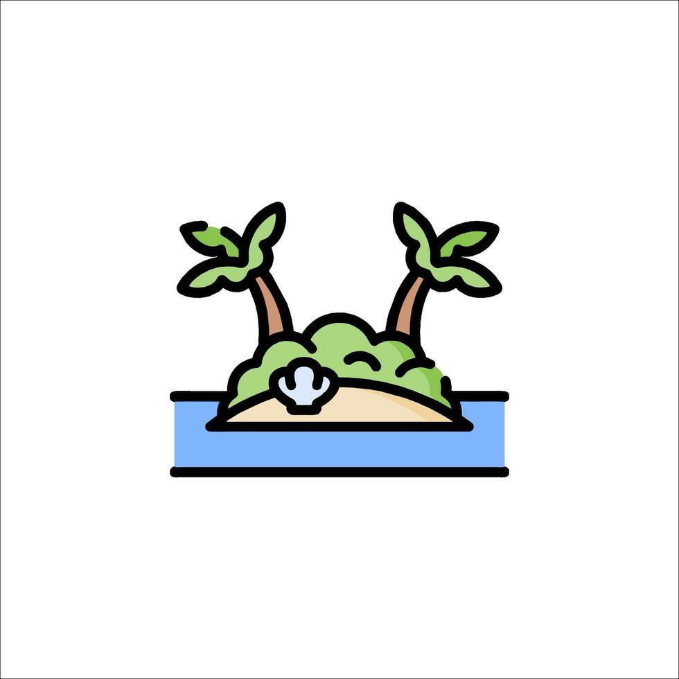 An island with two palm trees and a boat vector