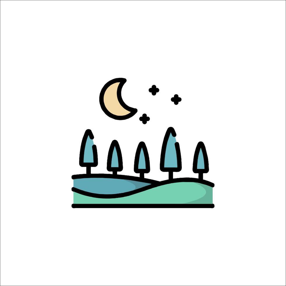 A night sky with trees and a moon vector
