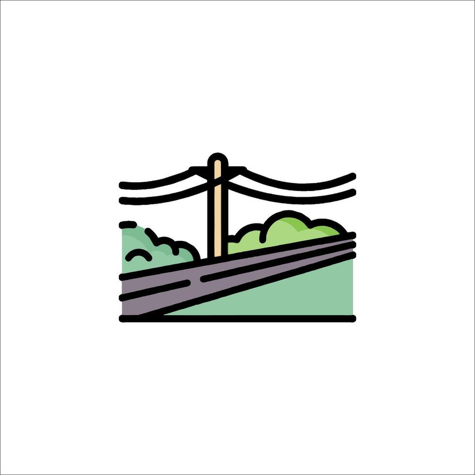 A line drawing of a bridge over a road vector