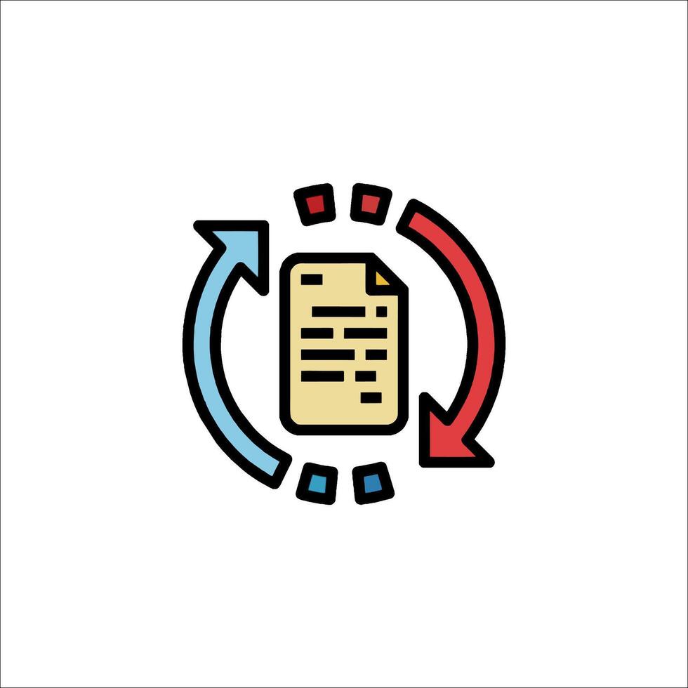 A document with arrows and a paper in the middle vector