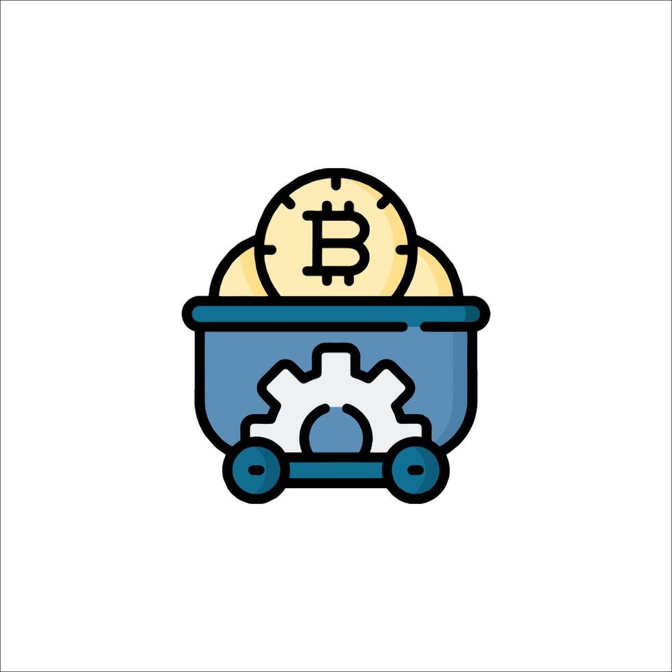 Bitcoin mining machine icon vector