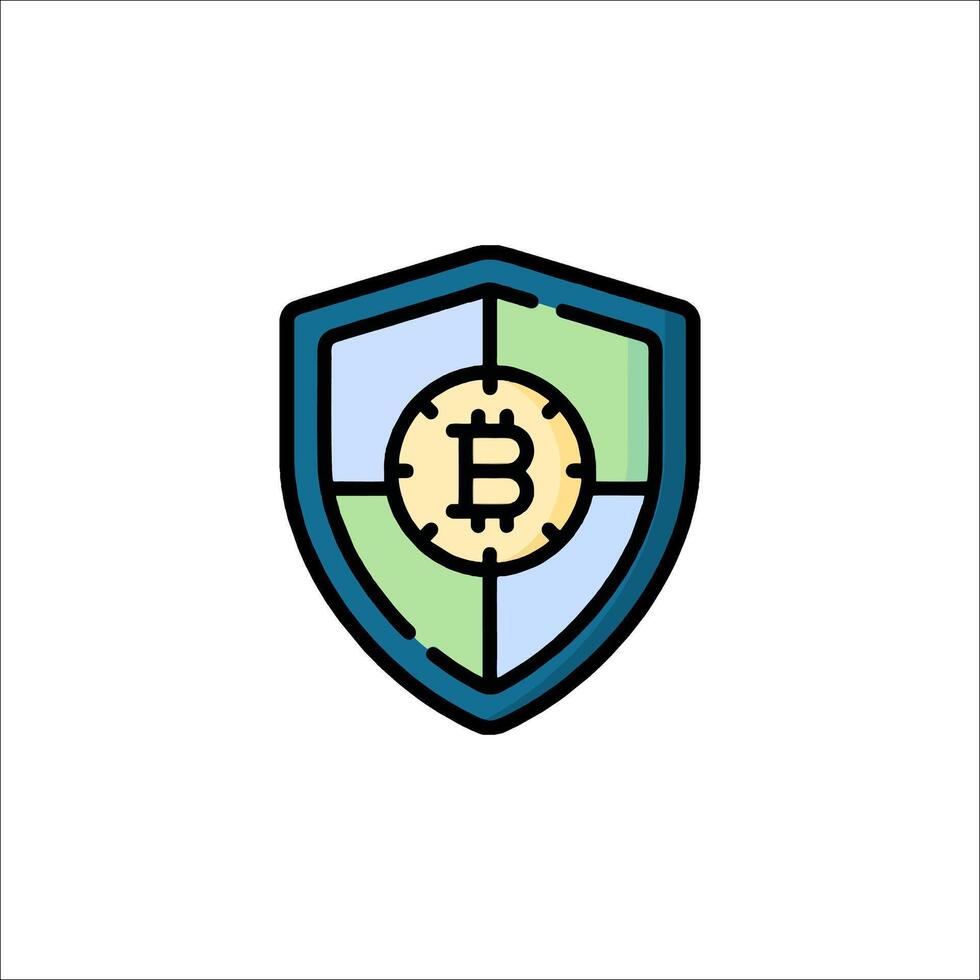 Bitcoin shield icon illustration vector