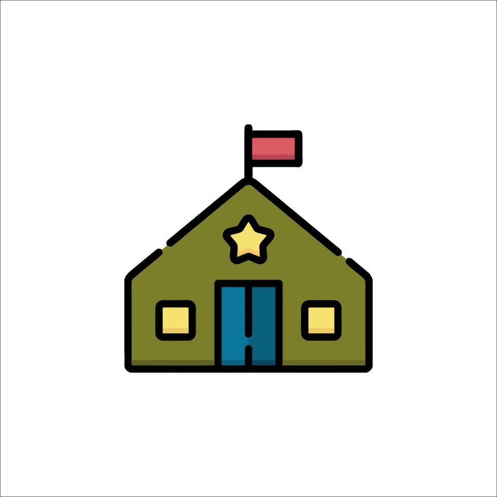 Military school building icon illustration vector