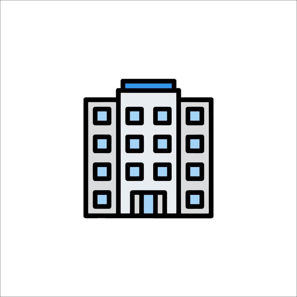 A building icon with blue and white lines vector