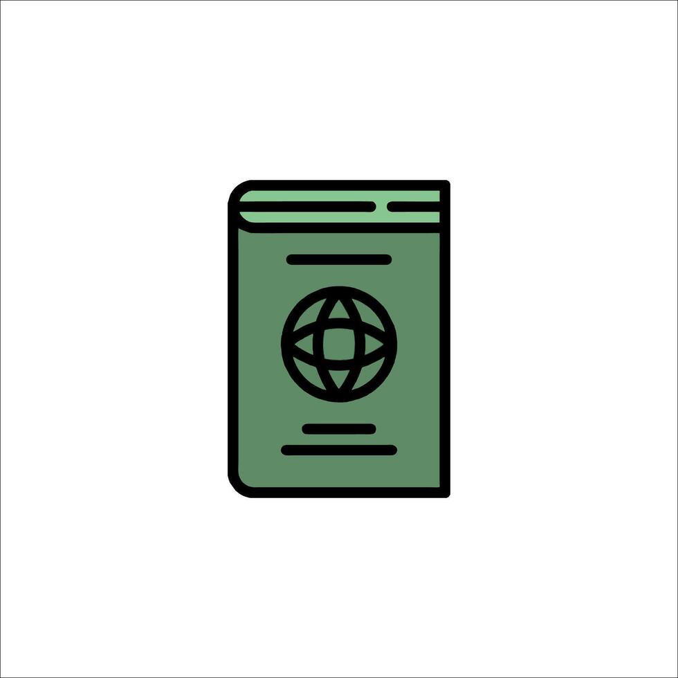 A green book with a globe on it vector