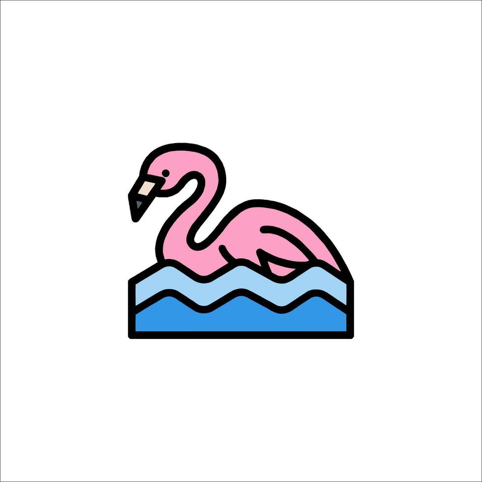 A pink flamingo floating in the water vector