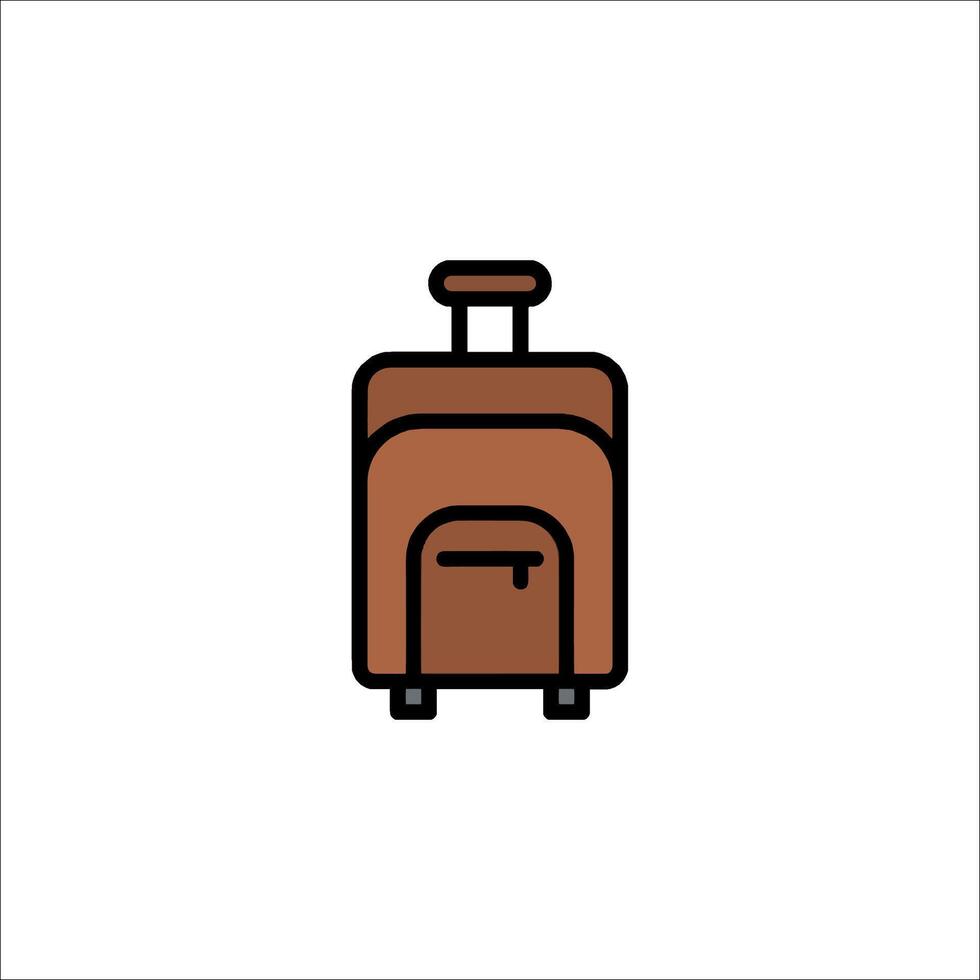 A brown suitcase icon on a white background vector