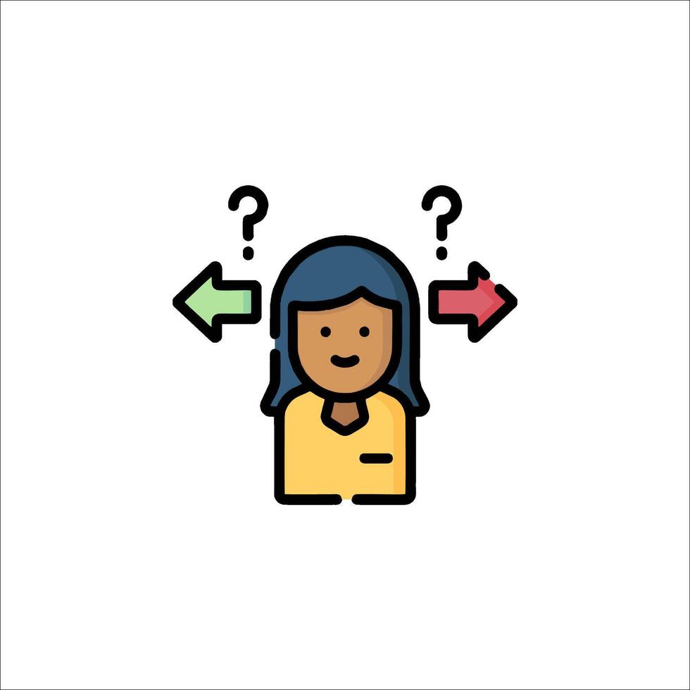A woman with a question mark on her head vector