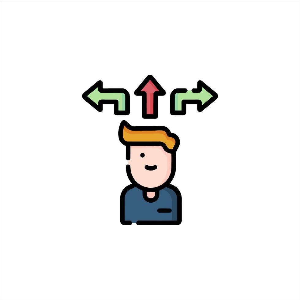 A man with arrows pointing up and down on his head vector