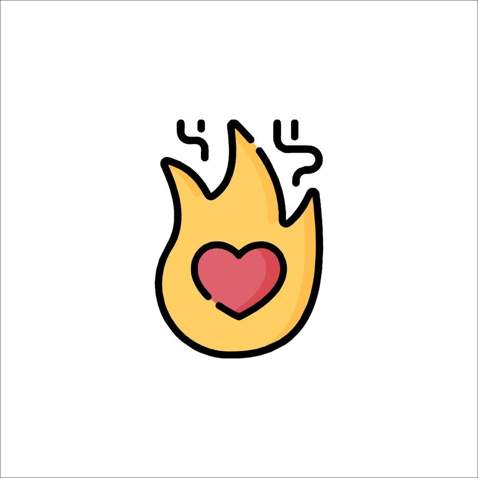 A fire with a heart in it on a white background vector