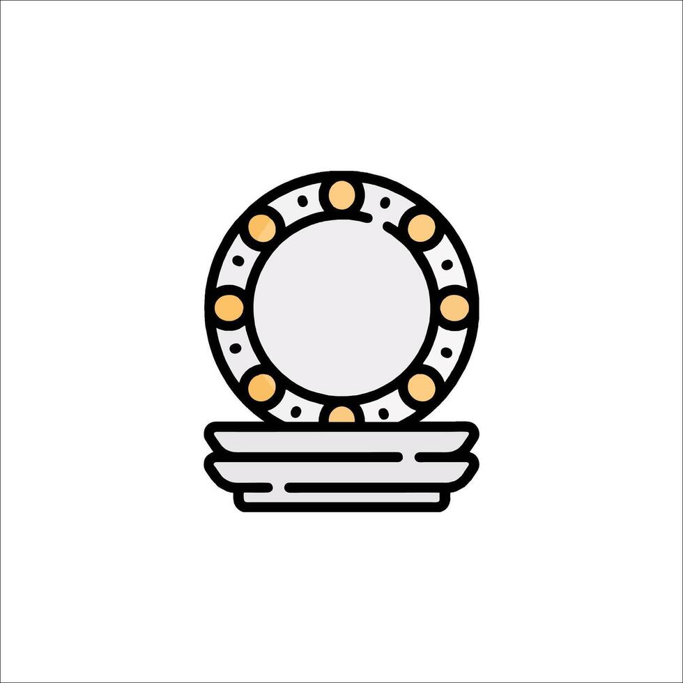 A round table with a plate on top vector