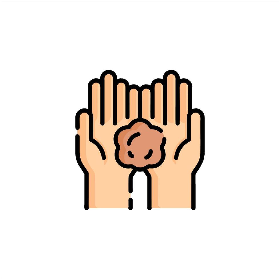 Two hands holding a piece of bread icon vector
