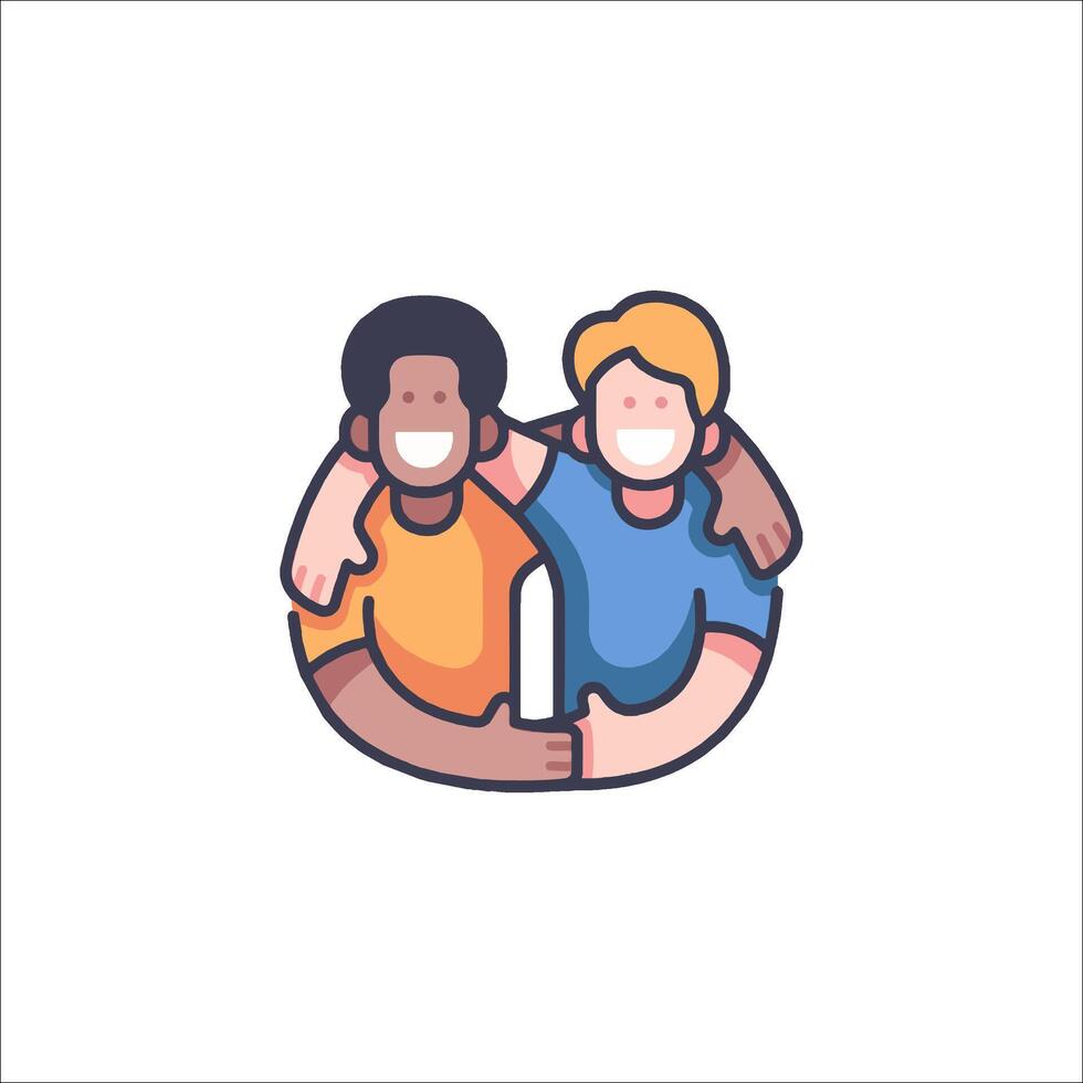 Two people hugging each other in a circle vector