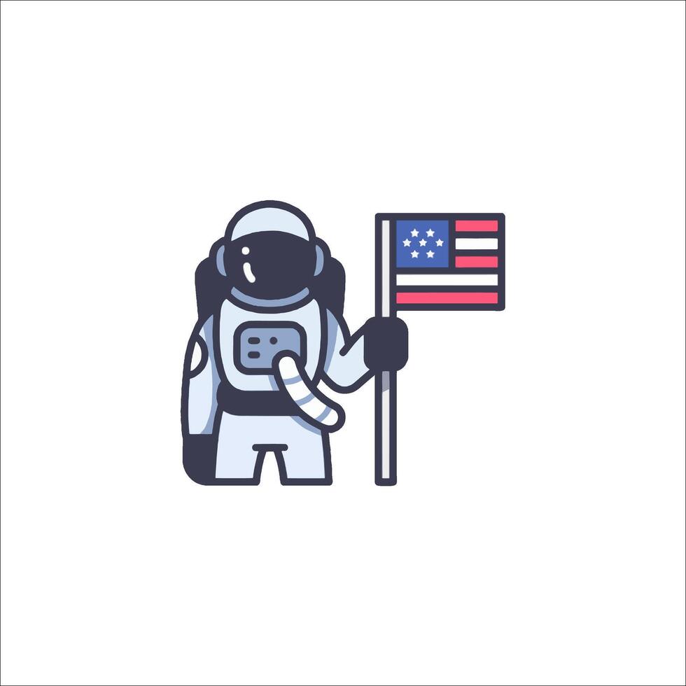 An astronaut holding an american flag vector