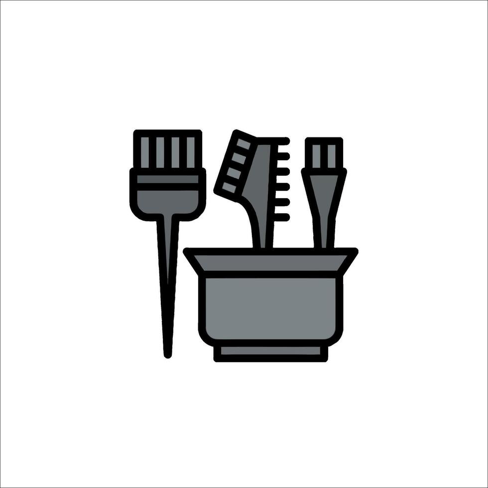 A black and white illustration of a brush and a cup vector