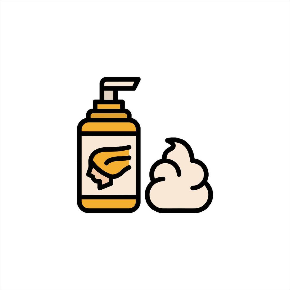 A bottle of shampoo and a bowl of soap vector