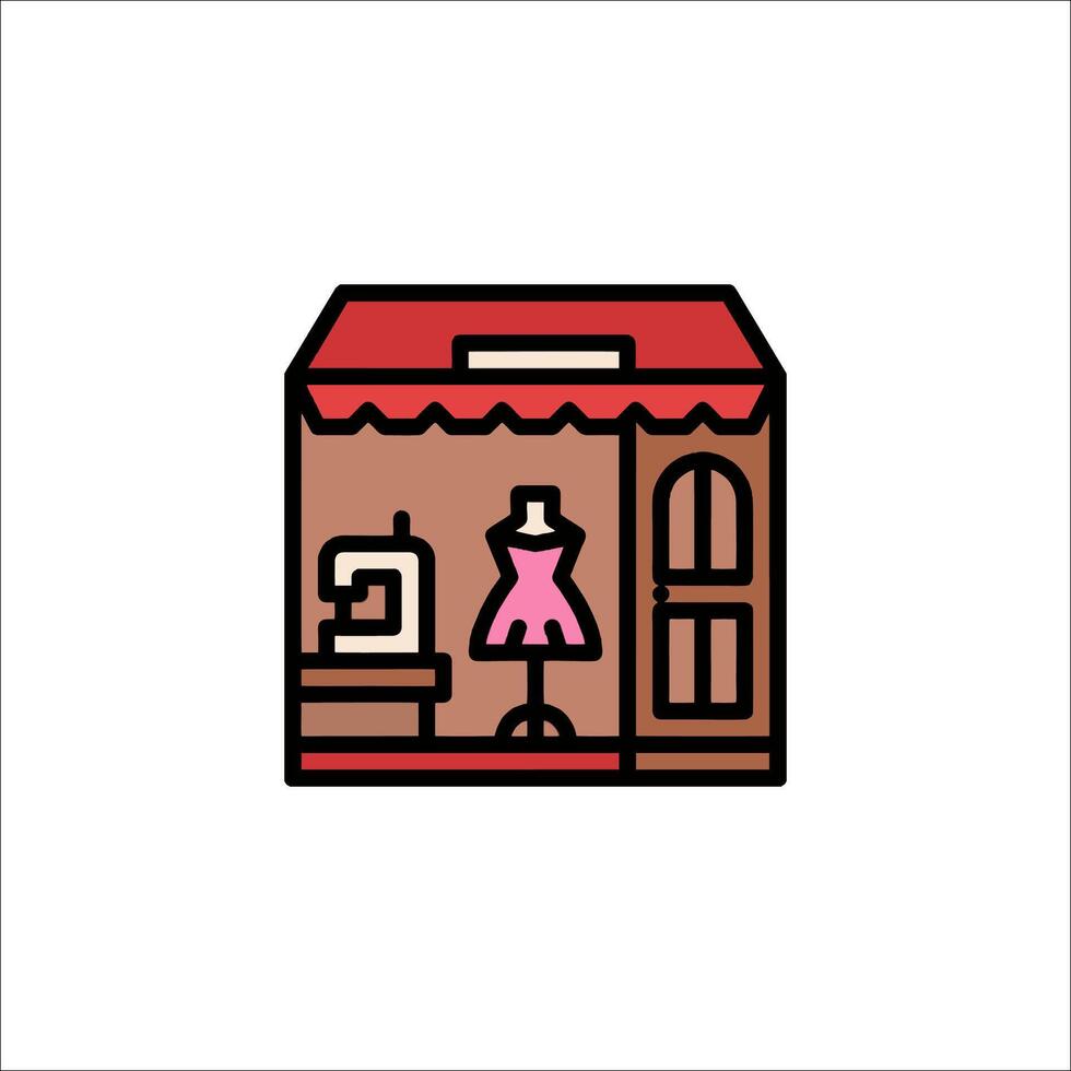 A woman's clothing store icon on a white background vector