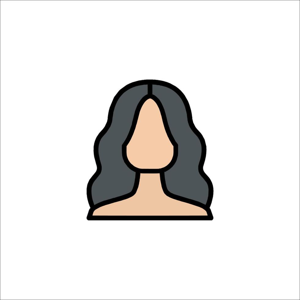 A woman with long hair icon vector