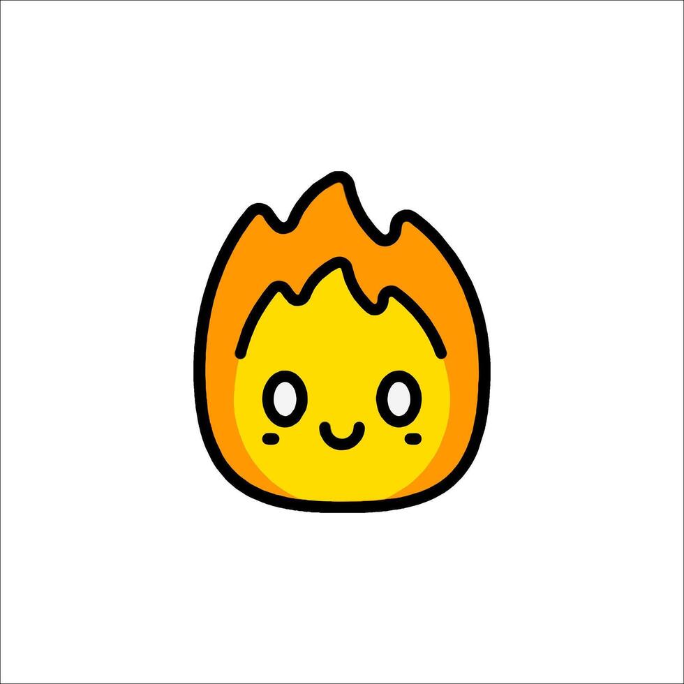 A cartoon fire with a smile on its face vector