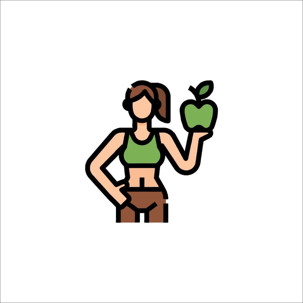 A woman holding an apple icon vector