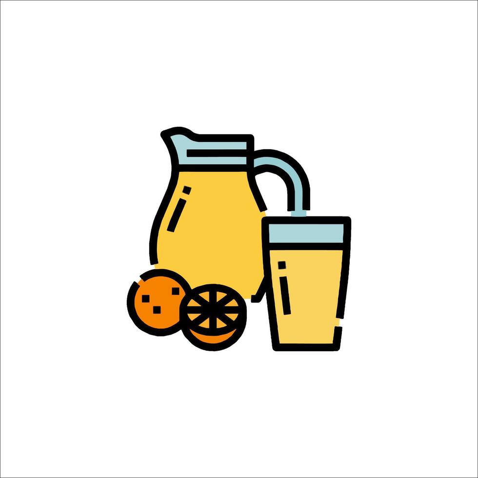 Orange juice and pitcher with orange slices vector