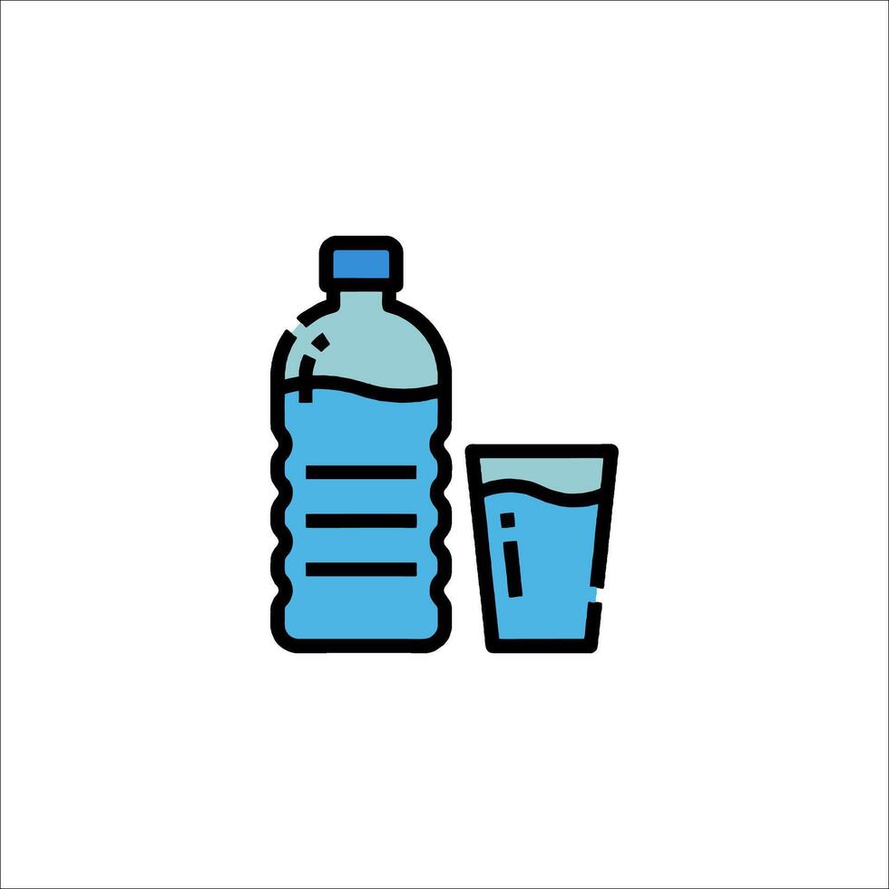 Water bottle and glass icon illustration vector