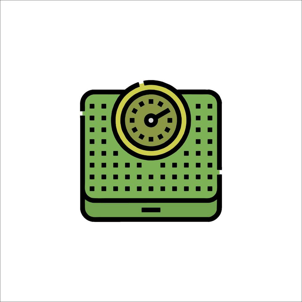 A green scale with a clock on it vector