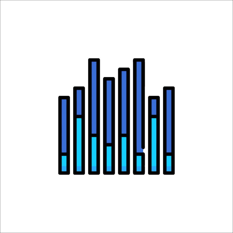 A blue and black bar graph icon vector