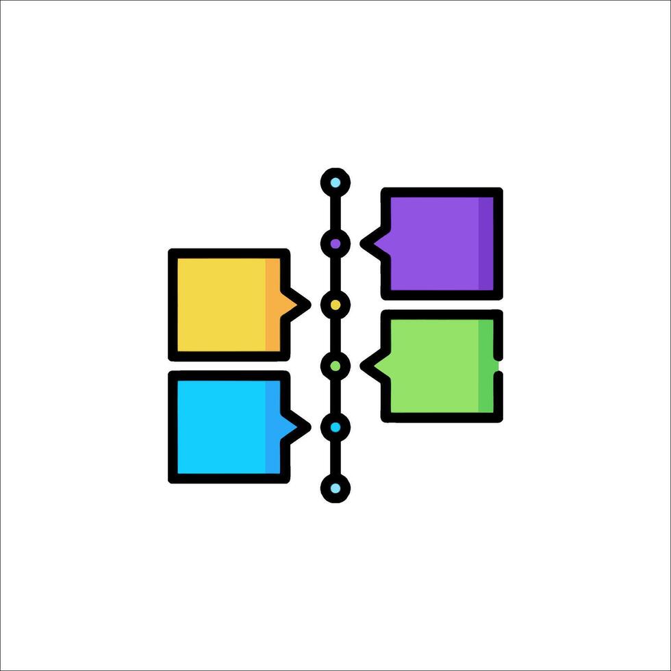 A line of four colored squares with a line of text vector