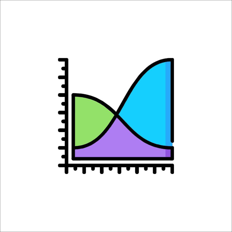 A graph with a blue and green line vector
