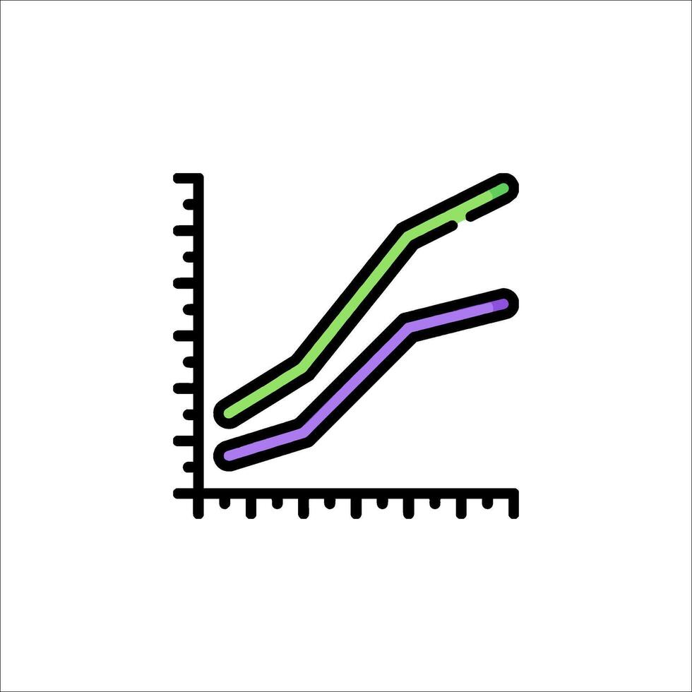 A graph with a line and a line going up vector