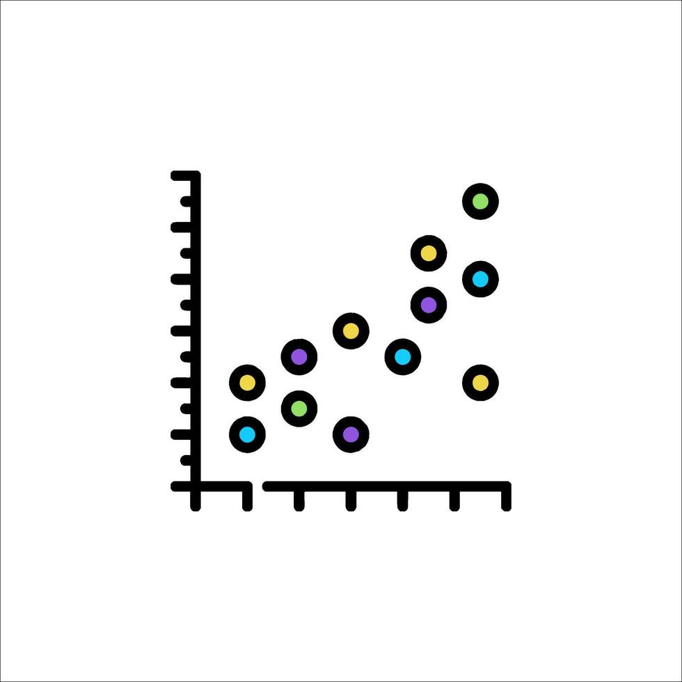 A graph with dots on it and a line vector