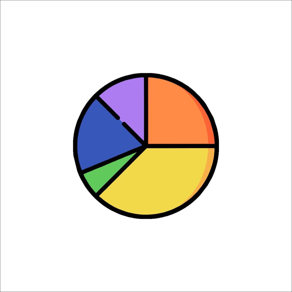 A pie chart with different colors on it vector