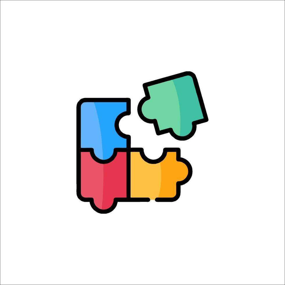 A colorful puzzle piece icon on a white background vector