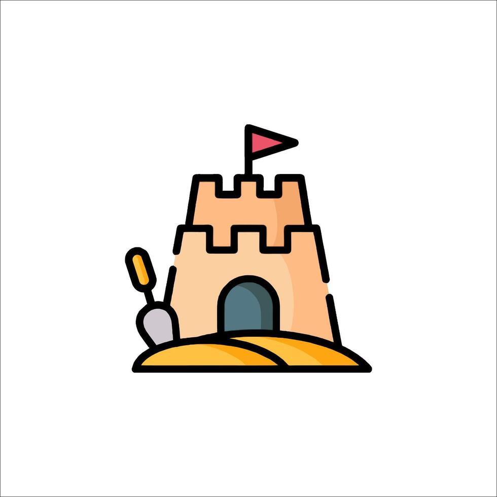 Sand castle icon illustration vector