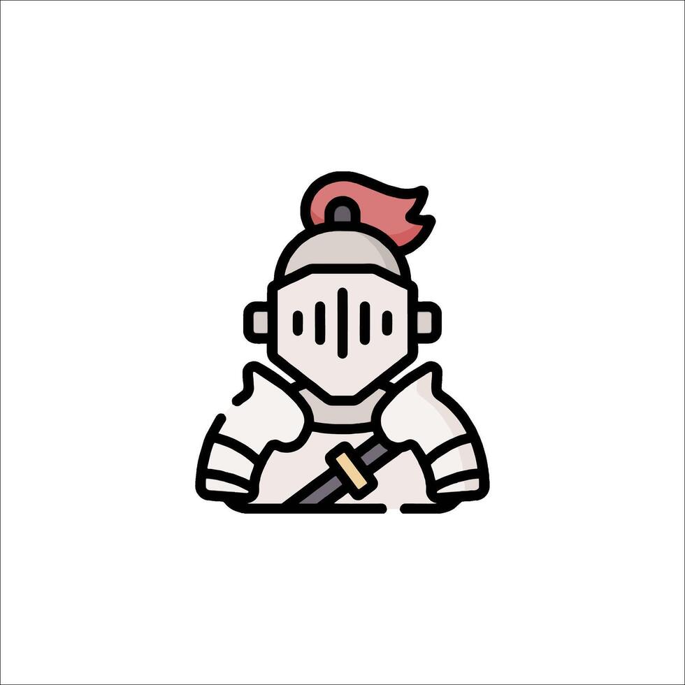 A knight icon with a red hat and sword vector
