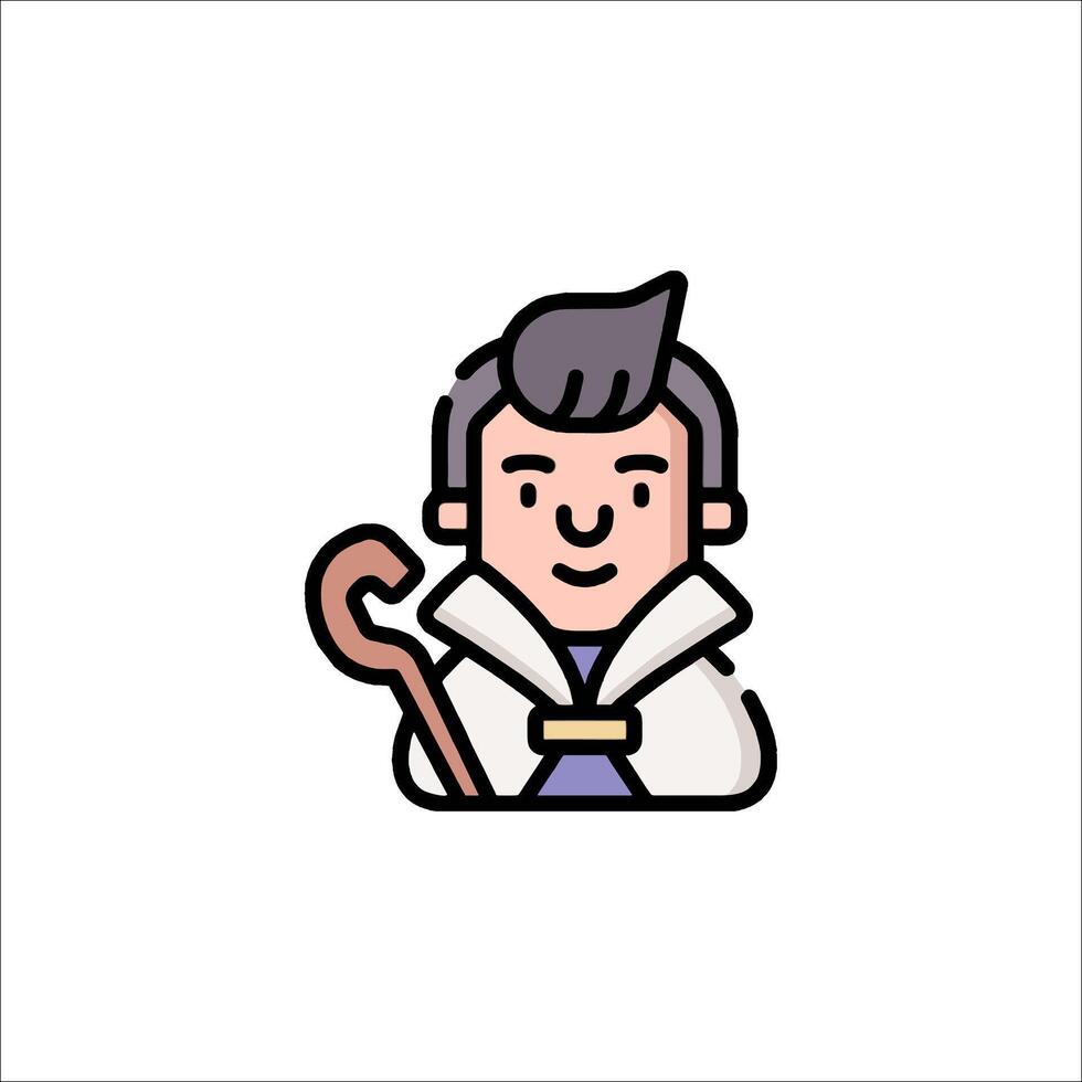 A cartoon character with a cane and a hat vector