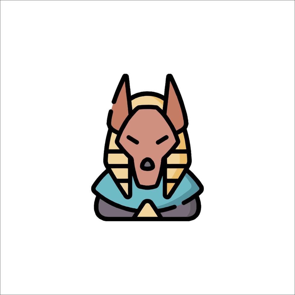 Anubis, egyptian god of death, is depicted in a cartoon style vector
