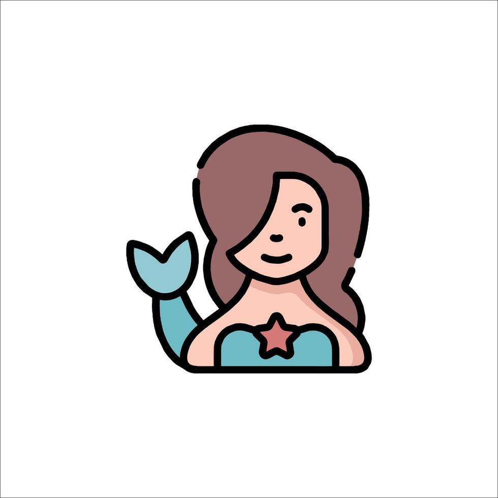 A mermaid icon with a starfish on her head vector