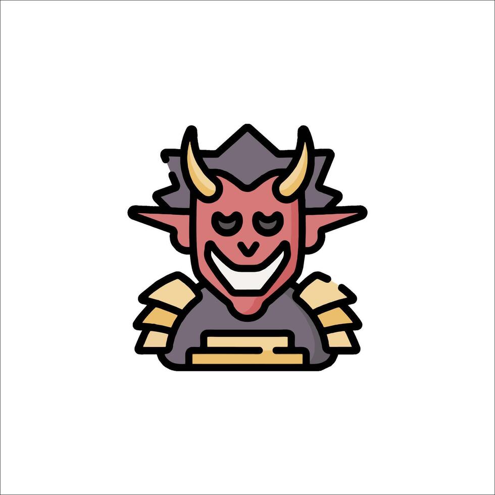 A cartoon demon with horns and a smile vector