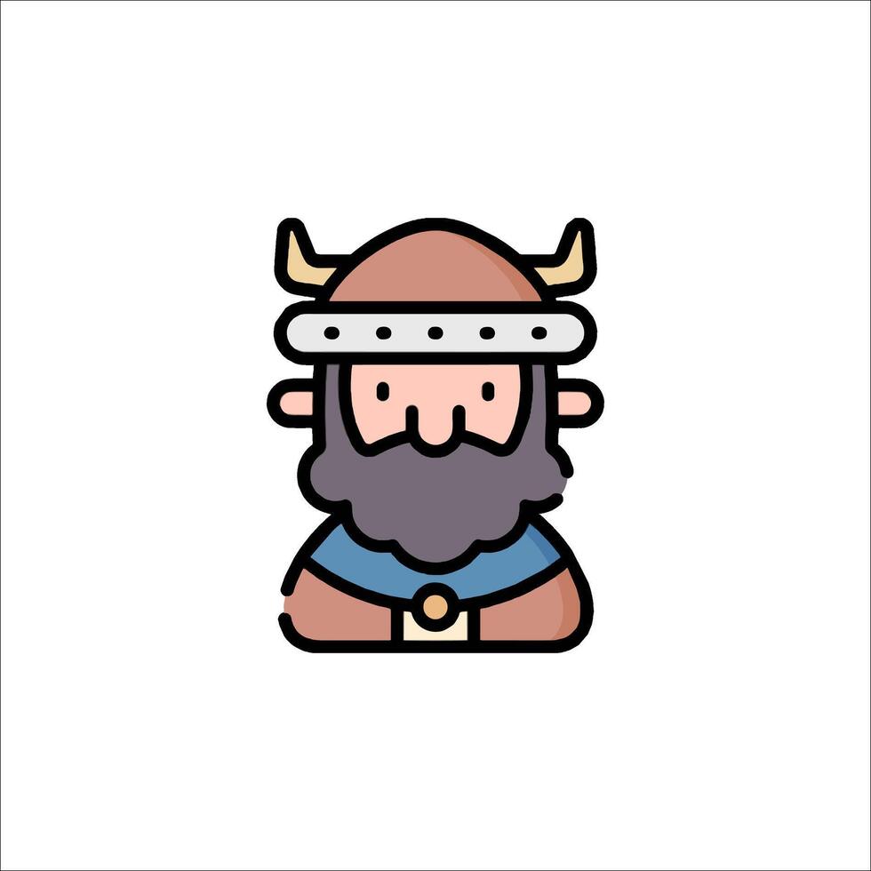 A cartoon viking with horns and a beard vector