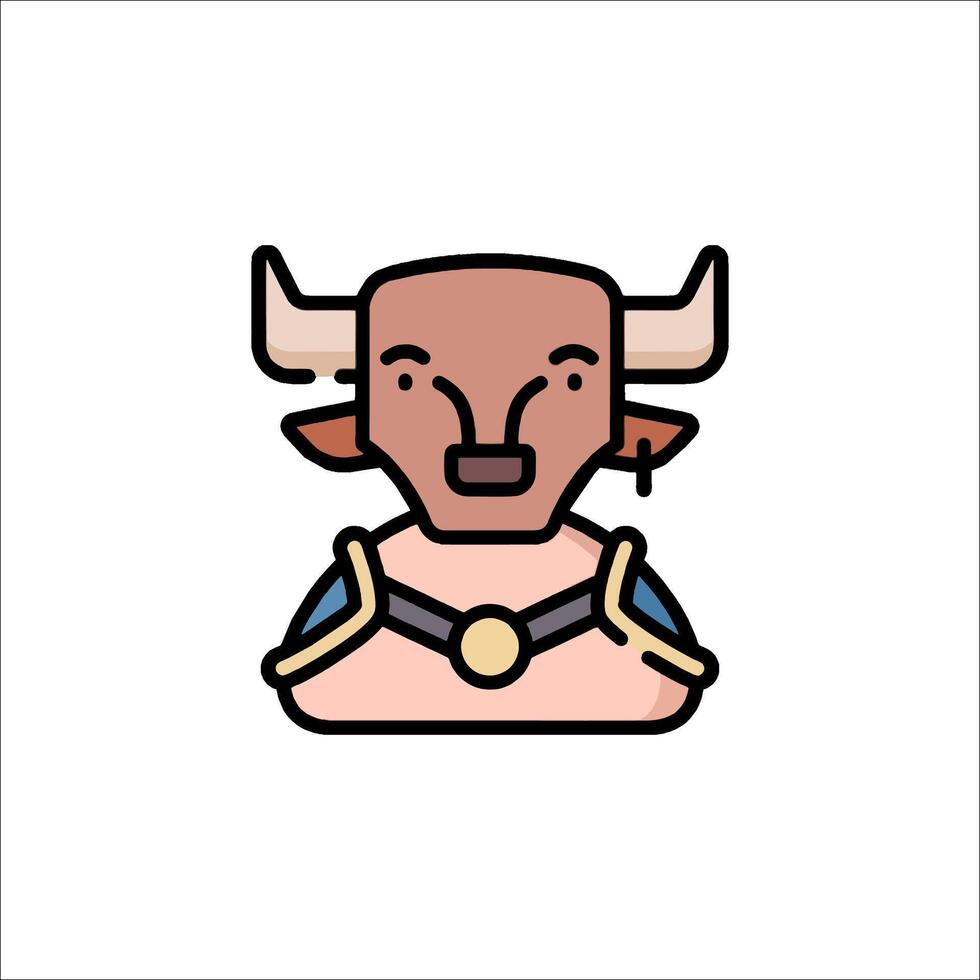 A cartoon bull with horns on his head vector
