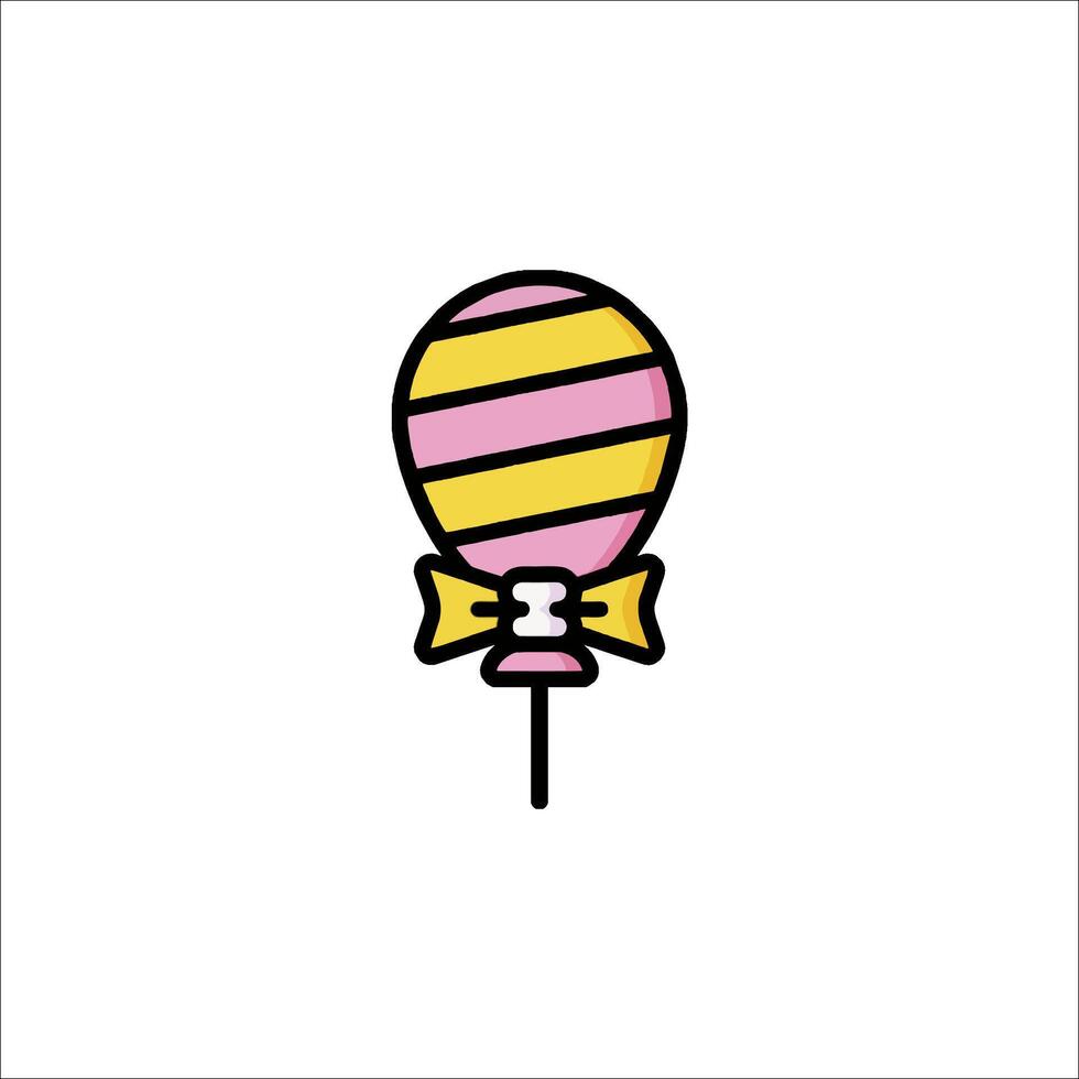 A pink and yellow balloon with a bow on it vector