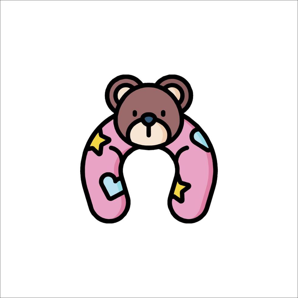 A teddy bear with a pink scarf on its head vector